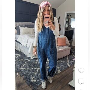 Free People Blue Denim Jumpsuit